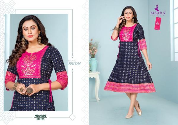 Mayra Mirakhi Rayon Ethnic Wear Anarkali Kurti Collection